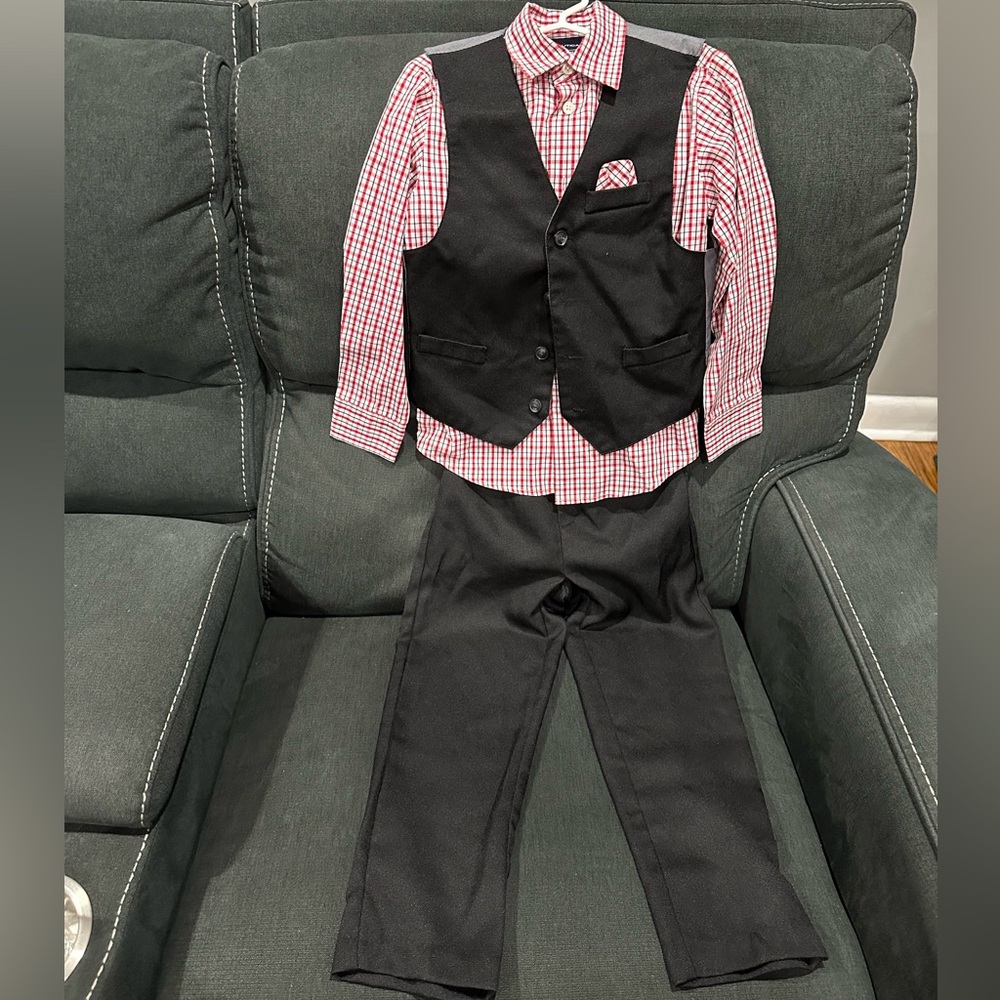 Nautica Boy 3 Piece: Formal Suit Set with Vest, Pants & Collared Dress Shirt